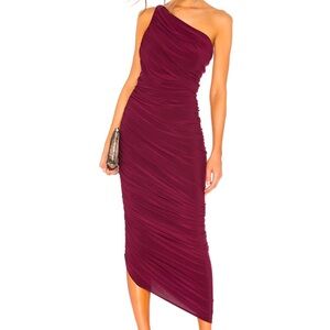 Norma Kamali One-Shoulder Burgundy Dress